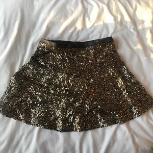 Gold sequin mini skirt flare 00